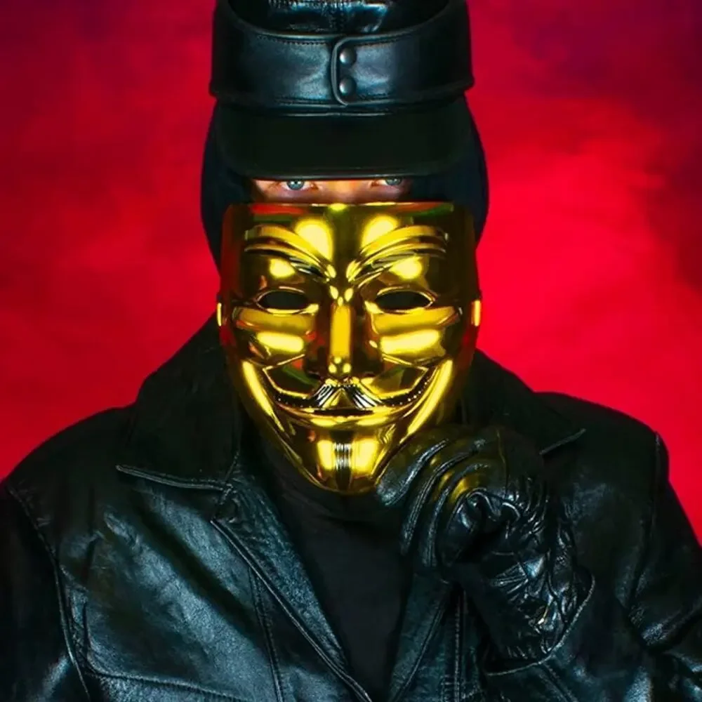 Guy Fawkes Mask Adult White V for Vendetta Anonymous Halloween Hacker Costume